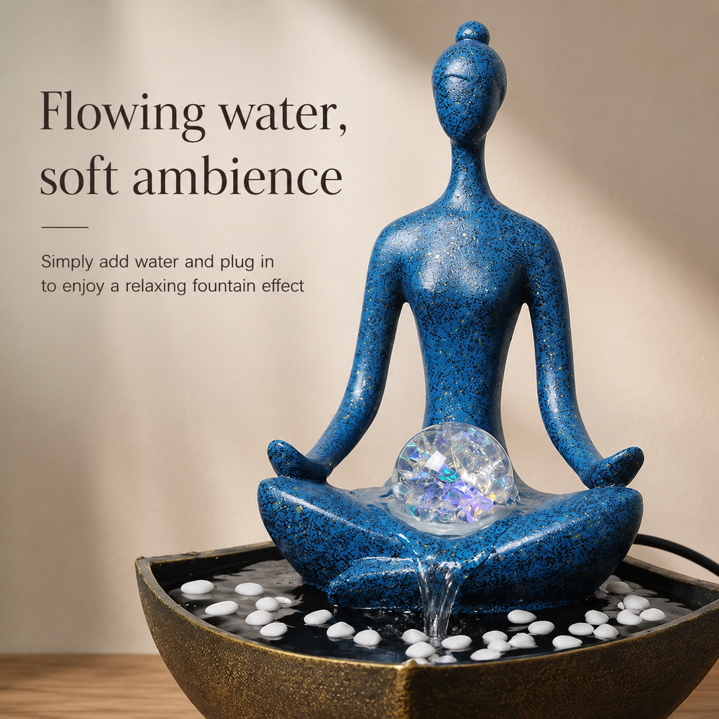 Modern Meditation Tabletop Water Fountain Decor with Crystal Ball
