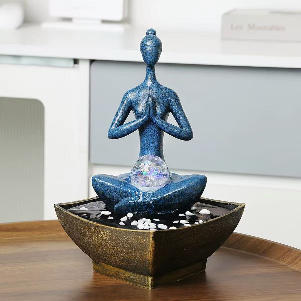 Modern Meditation Tabletop Water Fountain Decor with Crystal Ball