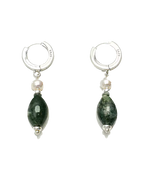 Moss Agate & Freshwater Pearl Drop Earrings