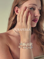 Gray Freshwater Pearl & Clear Quartz Double-Wrap Bracelet