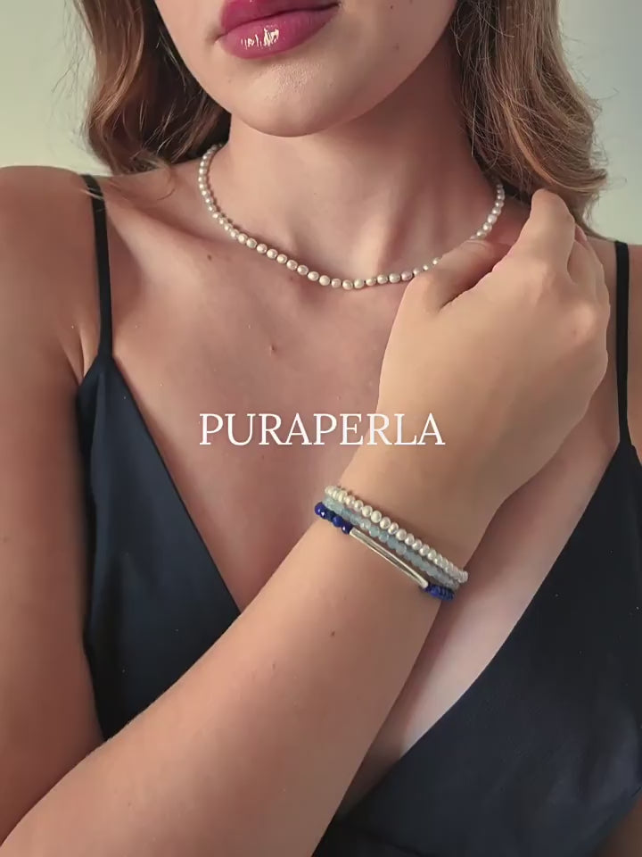 Lapis Lazuli, Aquamarine & Freshwater Pearl Multi-Wrap Bracelet